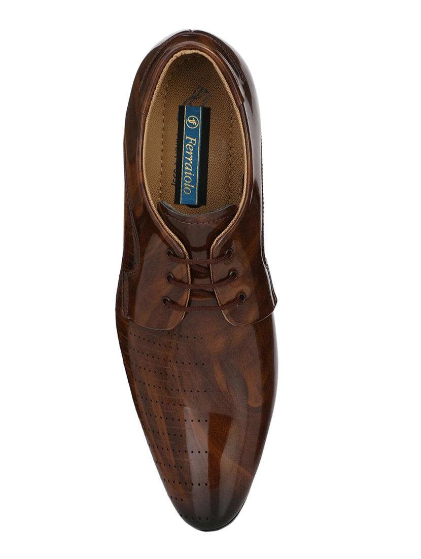 brown patent leather lace-up derbys - 16672891 - Zoom Image - 4