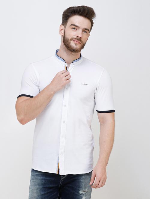 white solid casual shirt - 16673009 - Standard Image - 1