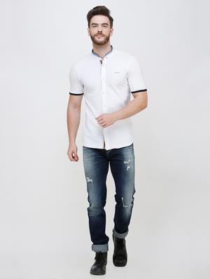 white solid casual shirt - 16673009 - Standard Image - 4