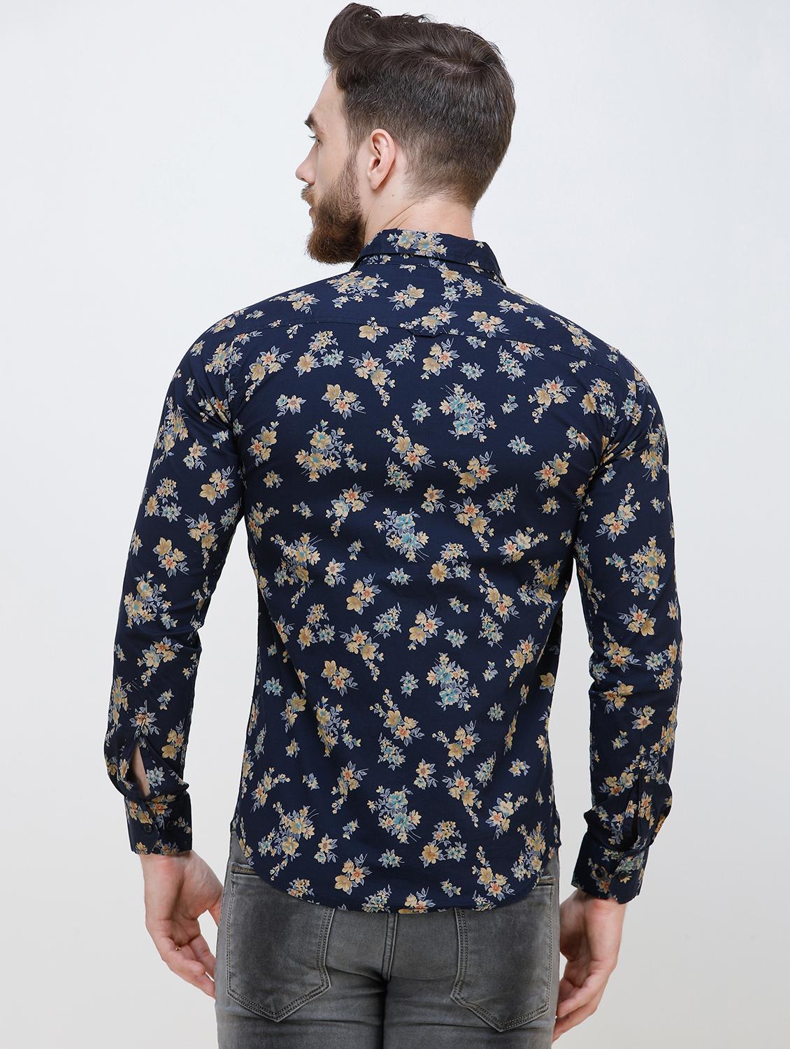 navy blue floral printed casual shirt - 16673012 - Zoom Image - 4