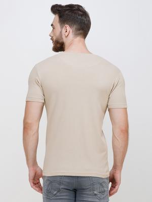 beige self design t-shirt - 16673050 - Standard Image - 4