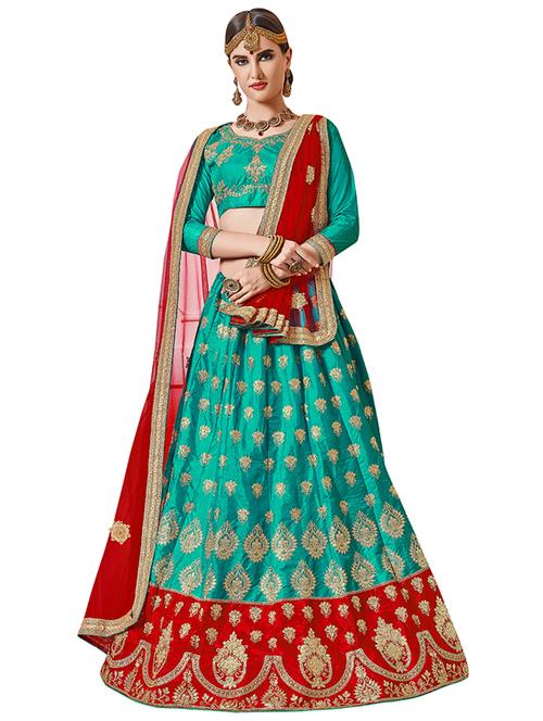 embroidered flared lehenga - 16673219 - Standard Image - 1