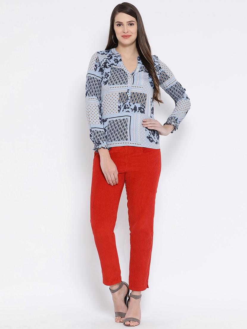 mandarin neck frill detail floral top - 16673821 - Zoom Image - 4