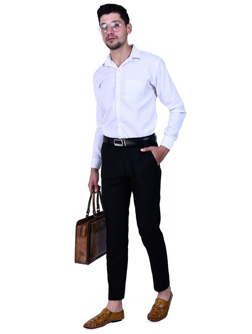 black solid flat front formal trouser - 16673847 - Zoom Image - 4