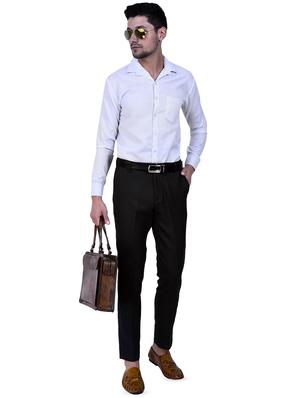grey solid pleated front formal trouser - 16673849 - Standard Image - 4