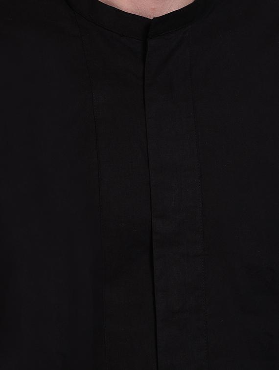 black solid asymmetric kurta - 16674088 - Zoom Image - 4