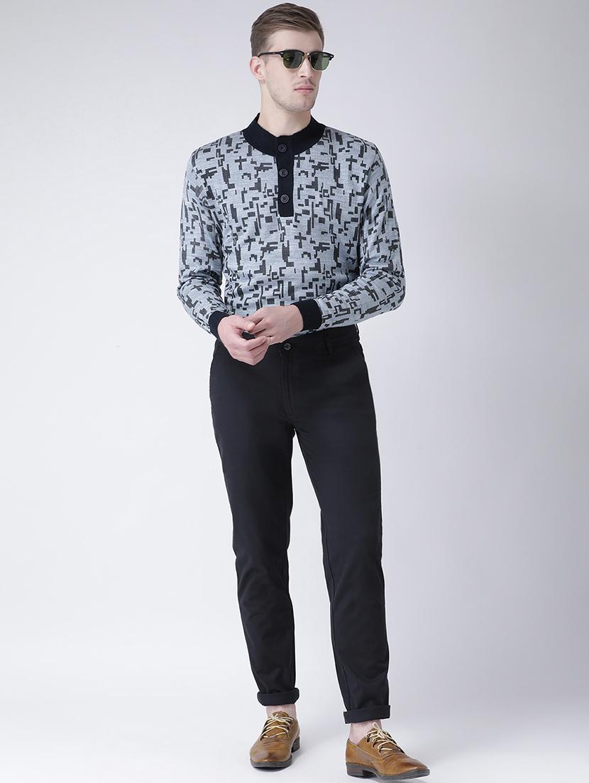 navy blue solid chinos - 16674471 - Zoom Image - 4