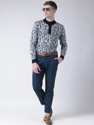 blue solid chinos - 16674472 - Standard Image - 4