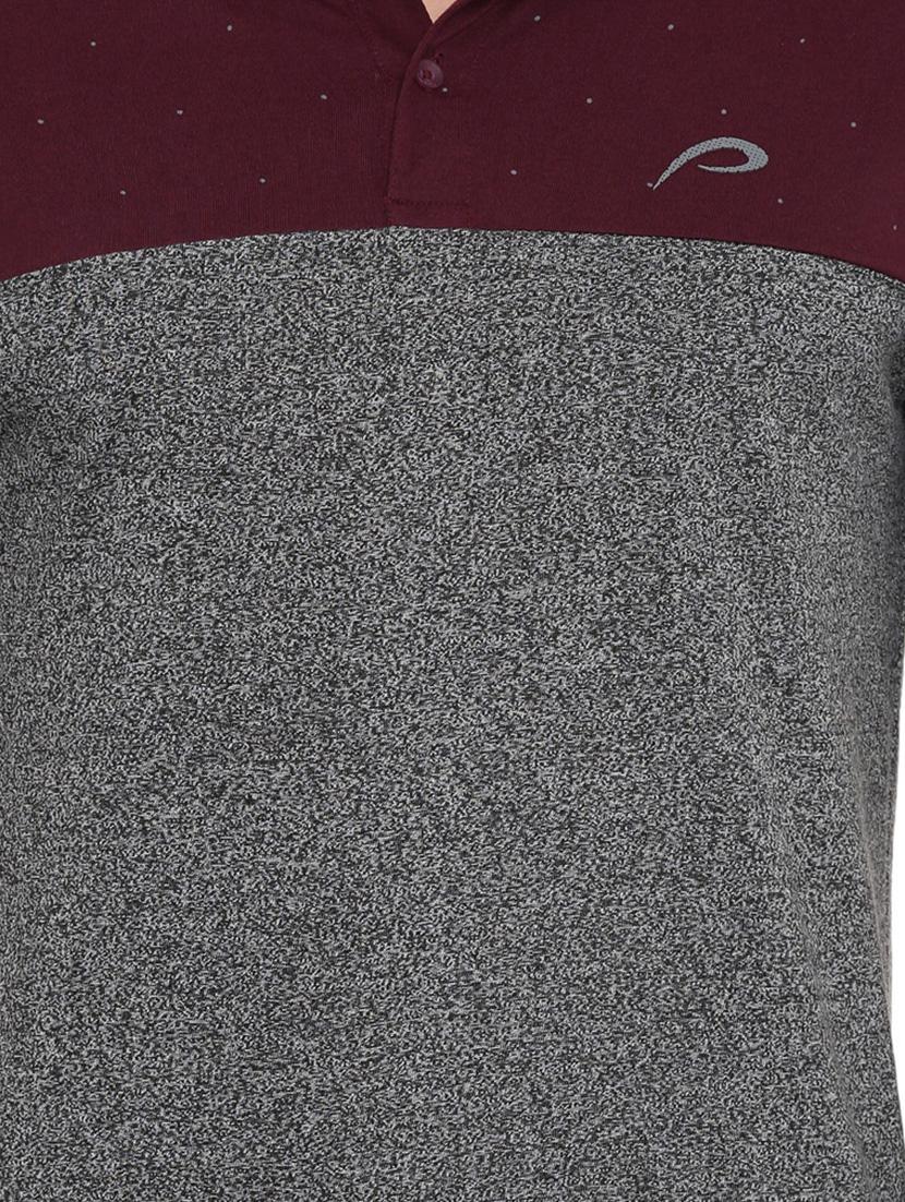 grey color block polo t-shirt - 16674541 - Zoom Image - 4