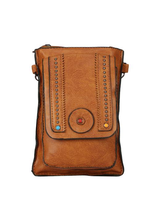 brown leatherette (pu) regular pouch - 16674802 - Standard Image - 1