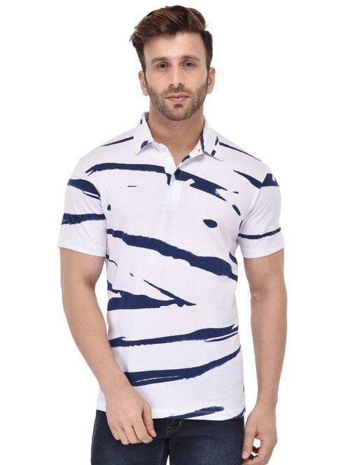white tie & dye print collared t-shirt - 16674833 - Standard Image - 1