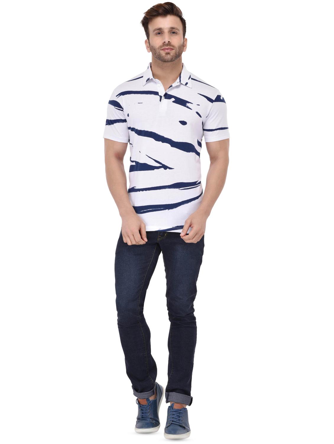 white tie & dye print collared t-shirt - 16674833 - Zoom Image - 4