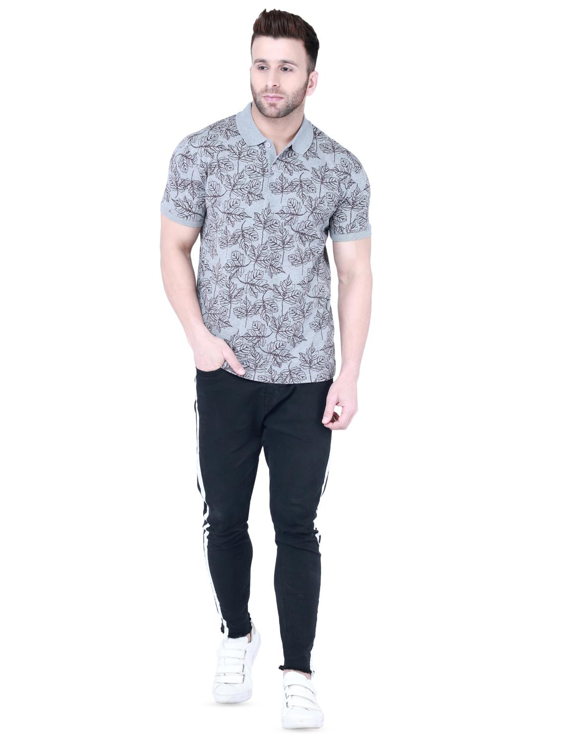 grey printed polo t-shirt - 16674860 - Zoom Image - 4
