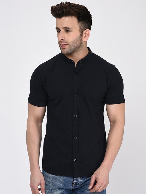 black solid casual shirt - 16674937 - Standard Image - 1