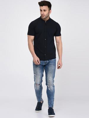 black solid casual shirt - 16674937 - Standard Image - 4