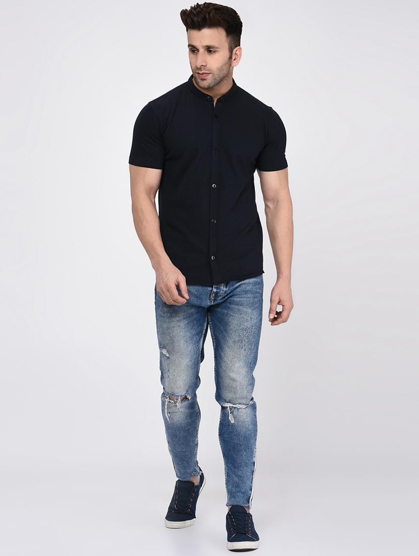 black solid casual shirt - 16674937 - Zoom Image - 4