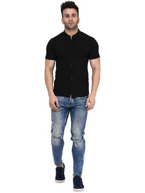 black solid casual shirt - 16674938 - Standard Image - 4