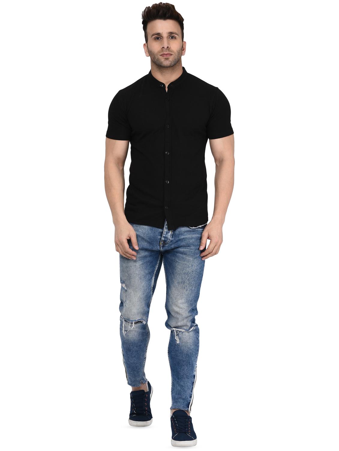 black solid casual shirt - 16674938 - Zoom Image - 4