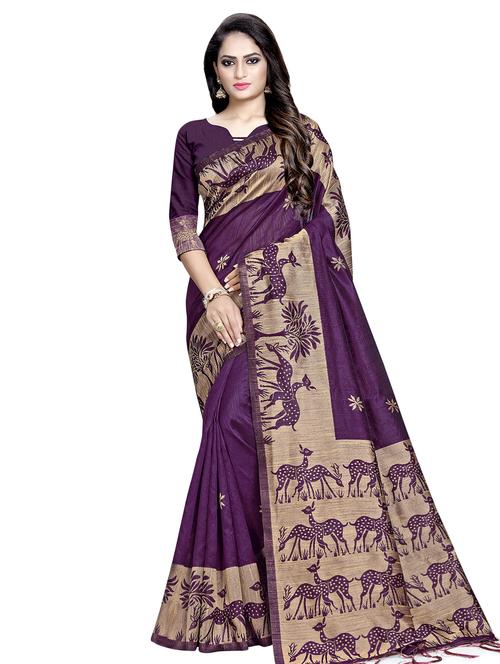 bordered woven saree with blouse - 16675343 - Standard Image - 1