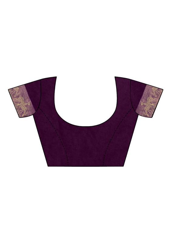 bordered woven saree with blouse - 16675343 - Zoom Image - 4