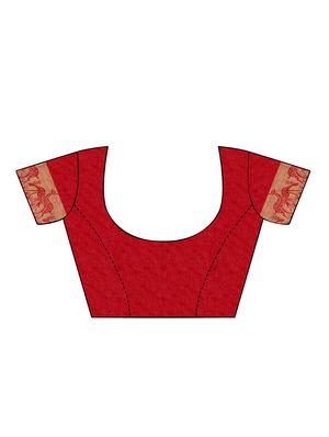 bordered woven saree with blouse - 16675344 - Standard Image - 4