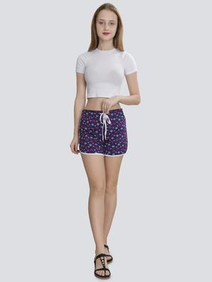 drawstring contrast hem floral short - 16675490 - Standard Image - 4
