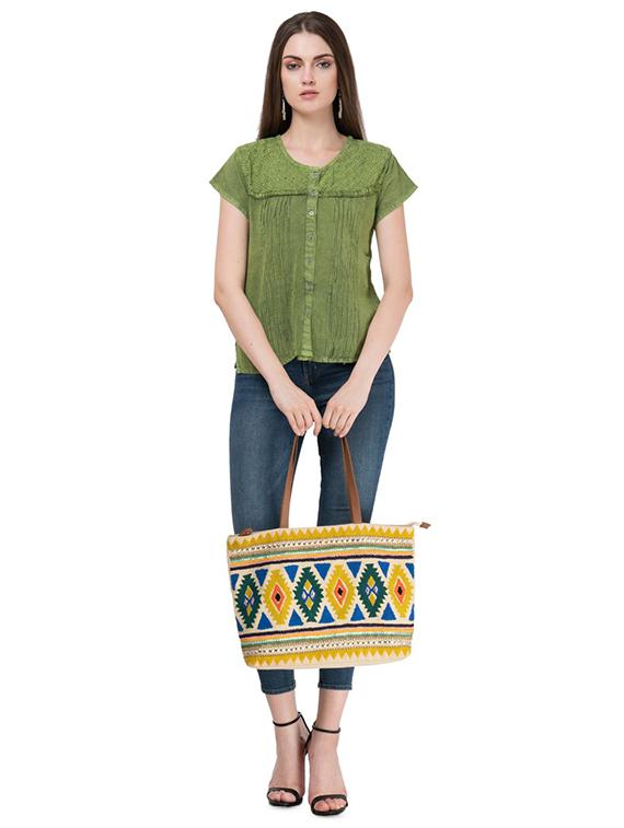 round neck embroidered top - 16675954 - Zoom Image - 4