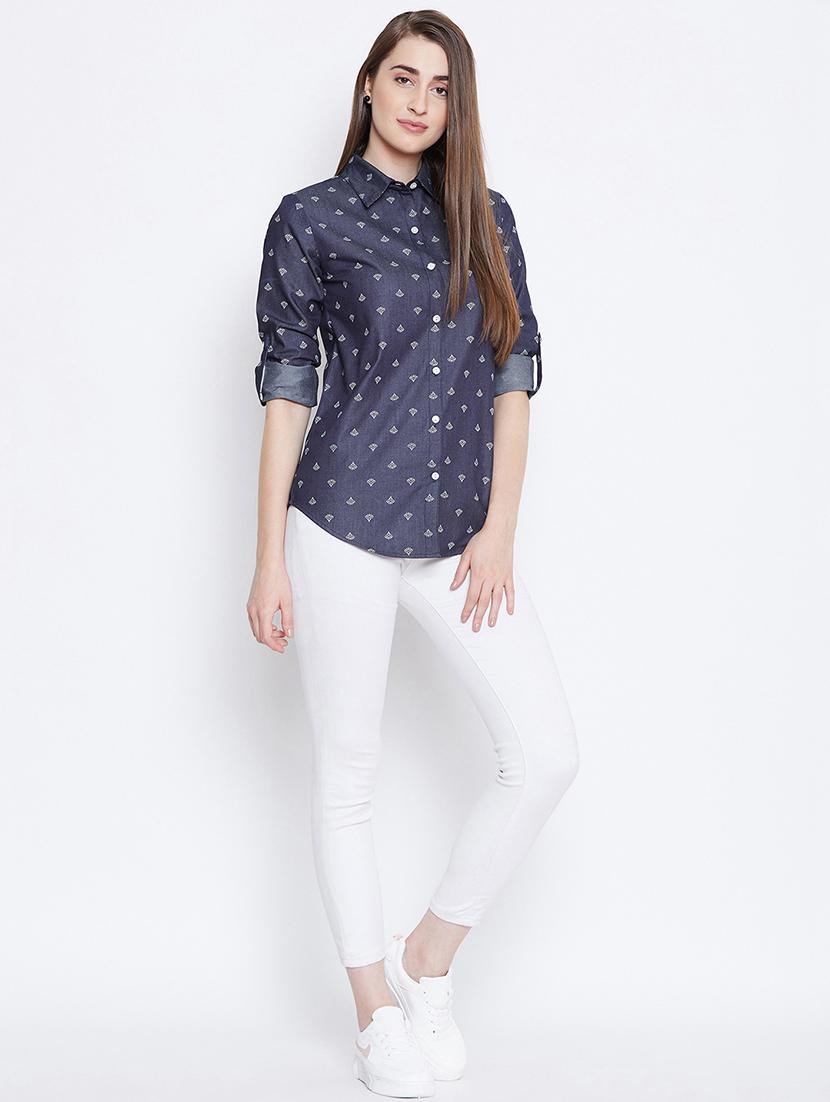 roll up sleeved curved hem shirt - 16676076 - Zoom Image - 4