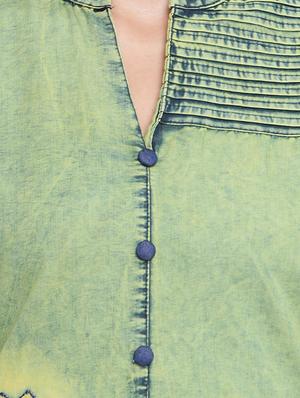 denim straight kurta - 16676299 - Standard Image - 4