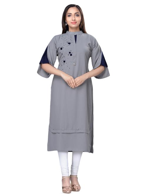 embroidered straight kurta - 16676382 - Standard Image - 1