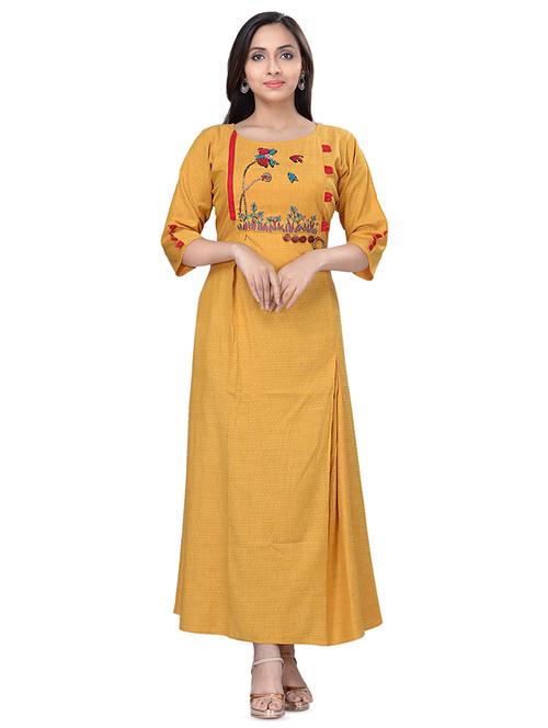 embroidered a-line kurta - 16676400 - Standard Image - 1