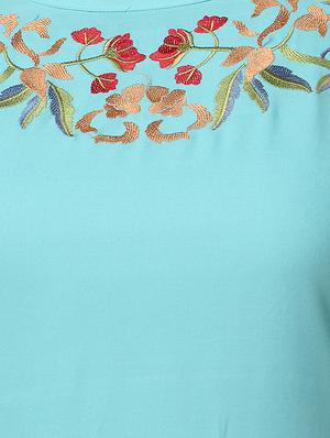 turquoise straight kurta - 16676445 - Standard Image - 4