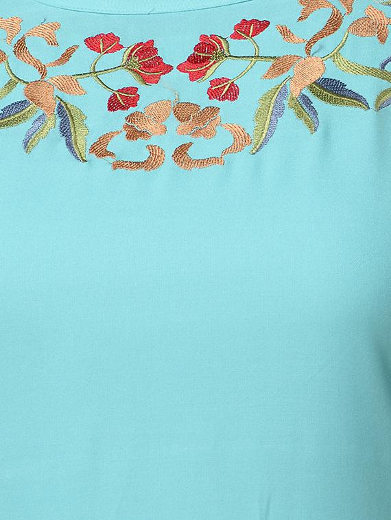 turquoise straight kurta - 16676445 - Zoom Image - 4