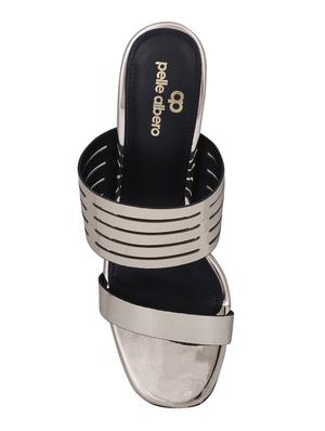 silver slip on sandals - 16677063 - Standard Image - 4