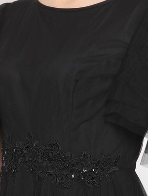 boat neck embellished patch maxi dress - 16677103 - Standard Image - 4