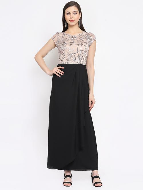 round neck embroidered wrap dress - 16677104 - Very Small Image - 1