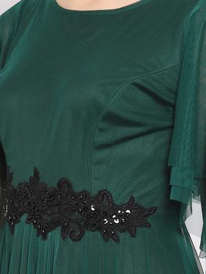 boat neck contrast embellished patch maxi dress - 16677107 - Standard Image - 4