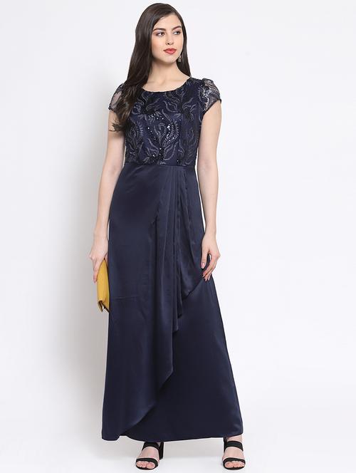 round neck embroidered wrap dress - 16677108 - Standard Image - 1