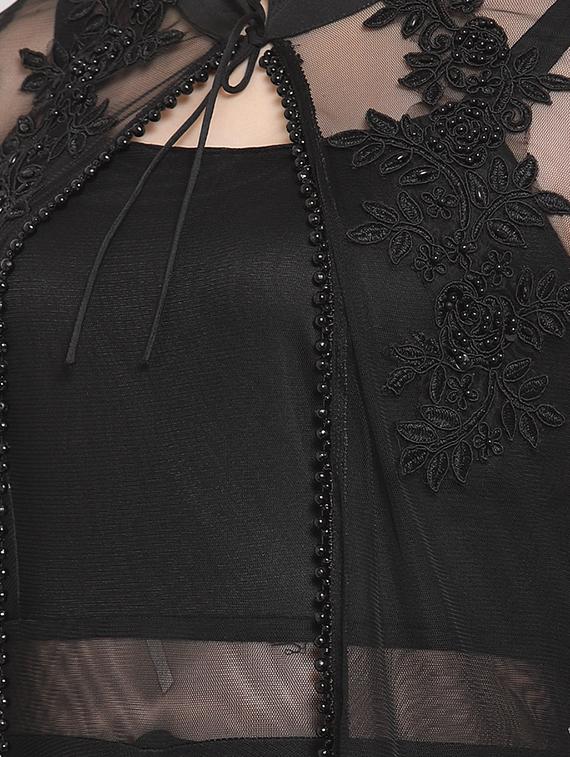 floral laced sheer maxi layered dress - 16677109 - Zoom Image - 4