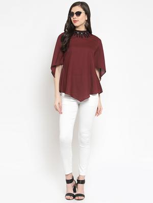mock neck lace detail asymmetric top - 16677126 - Standard Image - 4