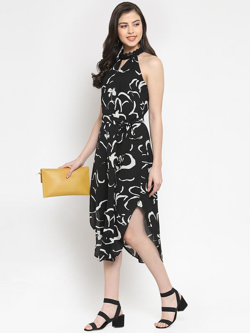 keyhole neck floral asymmetric dress - 16677128 - Zoom Image - 4