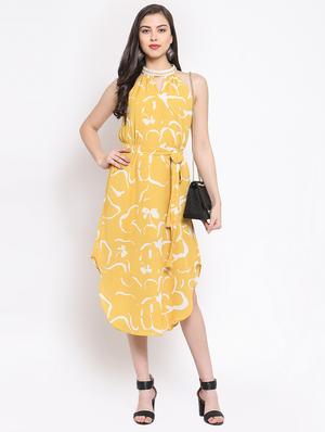 keyhole neck floral asymmetric dress - 16677129 - Standard Image - 4