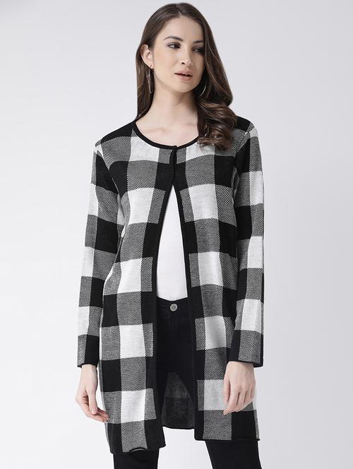 checkered acrylic regular cardigan - 16677397 - Standard Image - 1