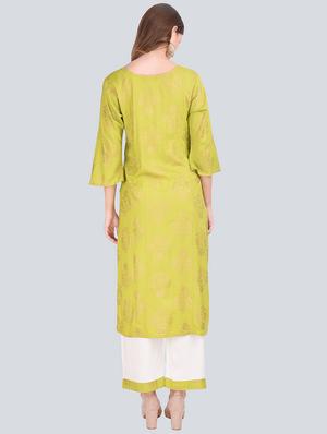 foil printed kurta palazzo suit set - 16677544 - Standard Image - 4