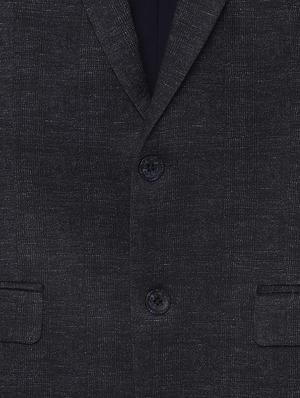 navy blue self design single breasted casual blazer - 16677653 - Standard Image - 4