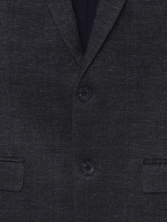 navy blue self design single breasted casual blazer - 16677653 - Zoom Image - 4