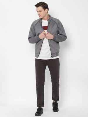 grey solid casual jacket - 16677682 - Standard Image - 4
