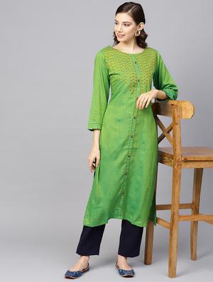 embroidered straight kurta - 16678168 - Standard Image - 4