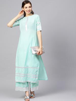 solid kurta palazzo set - 16678194 - Standard Image - 4