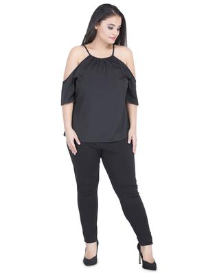 cold shoulder tie knot plus top - 16679104 - Standard Image - 4